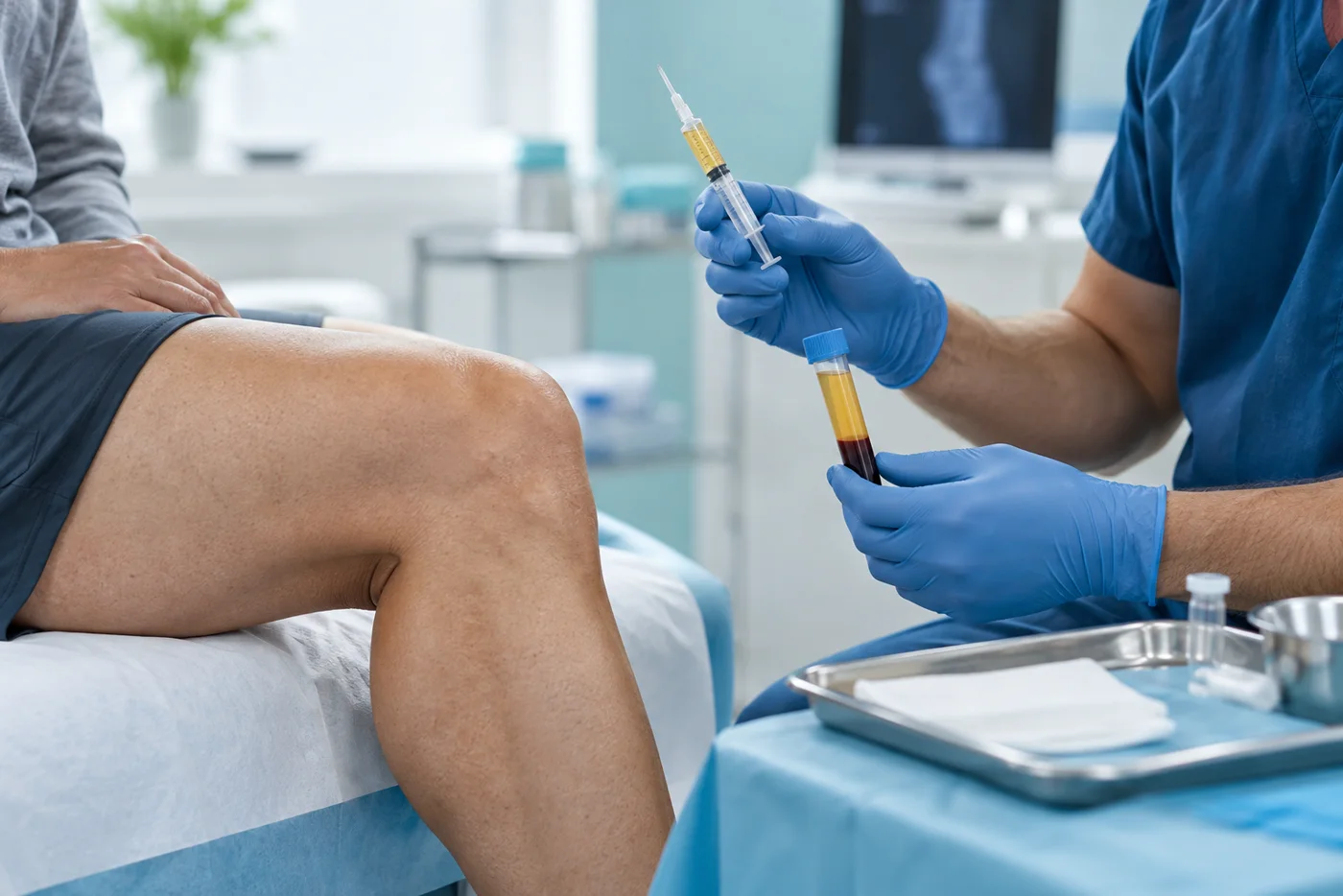 Rodilla y preparación de plasma rico en plaquetas