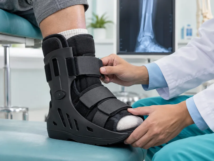 Bota ortopédica durante recuperación